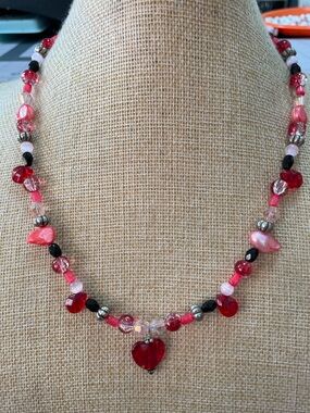 Artisan Pink Pearl and Art Glass Necklace